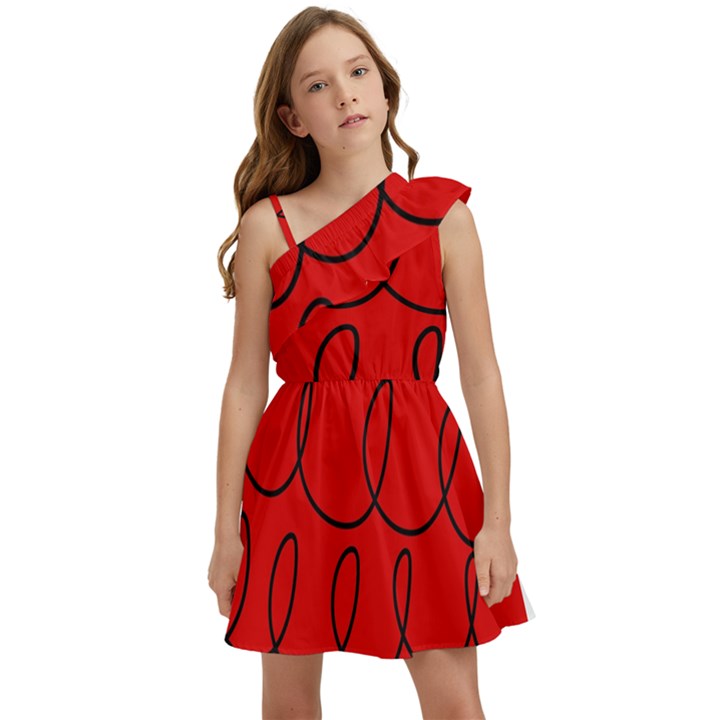 Red Background Wallpaper Kids  One Shoulder Party Dress