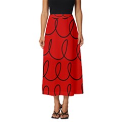 Red Background Wallpaper Classic Midi Chiffon Skirt by Cemarart