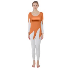 Orange Background Halloween Long Sleeve Catsuit by Cemarart