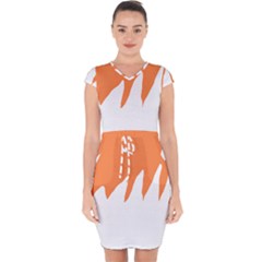 Orange Background Halloween Capsleeve Drawstring Dress  by Cemarart