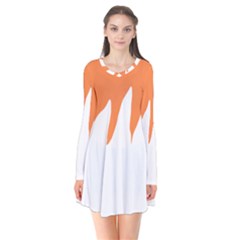 Orange Background Halloween Long Sleeve V-neck Flare Dress by Cemarart