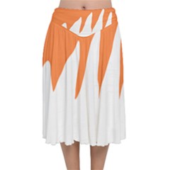 Orange Background Halloween Velvet Flared Midi Skirt by Cemarart