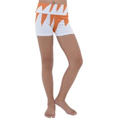 Orange Background Halloween Kids  Lightweight Velour Yoga Shorts by Cemarart