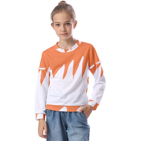 Orange Background Halloween Kids  Long Sleeve T-shirt With Frill  by Cemarart