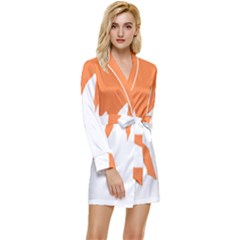 Orange Background Halloween Long Sleeve Satin Robe by Cemarart