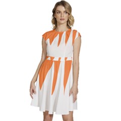 Orange Background Halloween Cap Sleeve High Waist Dress by Cemarart