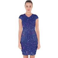 Texture Grunge Speckles Dots Capsleeve Drawstring Dress  by Cemarart