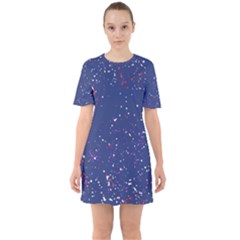 Texture Grunge Speckles Dots Sixties Short Sleeve Mini Dress by Cemarart