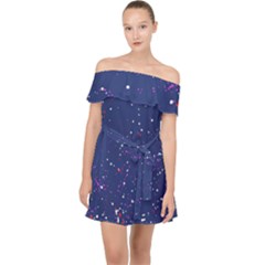 Texture Grunge Speckles Dots Off Shoulder Chiffon Dress by Cemarart