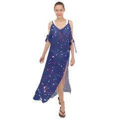 Texture Grunge Speckles Dots Maxi Chiffon Cover Up Dress by Cemarart