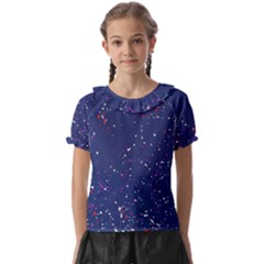 Texture Grunge Speckles Dots Kids  Frill Chiffon Blouse by Cemarart