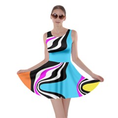 Liquid Warp Background Orange Blue Skater Dress by Cemarart