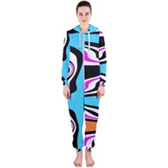 Liquid Warp Background Orange Blue Hooded Jumpsuit (ladies) by Cemarart