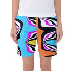 Liquid Warp Background Orange Blue Women s Basketball Shorts by Cemarart