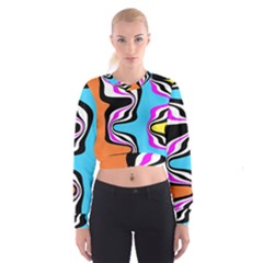 Liquid Warp Background Orange Blue Cropped Sweatshirt