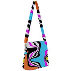 Liquid Warp Background Orange Blue Zipper Messenger Bag by Cemarart