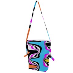 Liquid Warp Background Orange Blue Folding Shoulder Bag by Cemarart