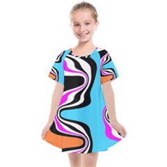 Liquid Warp Background Orange Blue Kids  Smock Dress