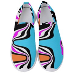 Liquid Warp Background Orange Blue Men s Slip On Sneakers by Cemarart