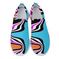 Liquid Warp Background Orange Blue Women s Slip On Sneakers by Cemarart