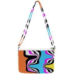 Liquid Warp Background Orange Blue Double Gusset Crossbody Bag by Cemarart