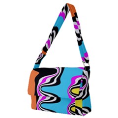 Liquid Warp Background Orange Blue Full Print Messenger Bag (m) by Cemarart