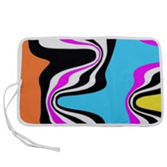 Liquid Warp Background Orange Blue Pen Storage Case (m) by Cemarart