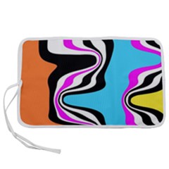 Liquid Warp Background Orange Blue Pen Storage Case (l) by Cemarart