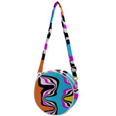 Liquid Warp Background Orange Blue Crossbody Circle Bag by Cemarart