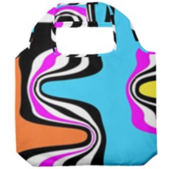 Liquid Warp Background Orange Blue Foldable Grocery Recycle Bag by Cemarart