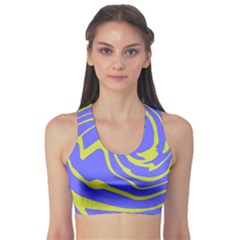 Blue Green Abstract Fitness Sports Bra by Cemarart