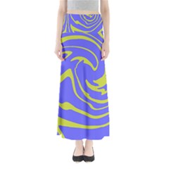 Blue Green Abstract Full Length Maxi Skirt by Cemarart