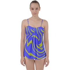 Blue Green Abstract Babydoll Tankini Top by Cemarart