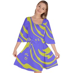 Blue Green Abstract Velour Kimono Dress by Cemarart