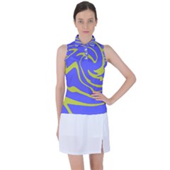 Blue Green Abstract Women s Sleeveless Polo T-shirt by Cemarart