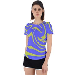 Blue Green Abstract Back Cut Out Sport T-shirt by Cemarart