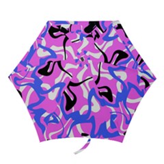 Swirl Pink White Blue Black Mini Folding Umbrellas by Cemarart