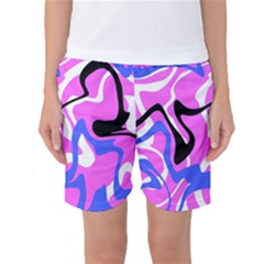 Swirl Pink White Blue Black Women s Basketball Shorts by Cemarart