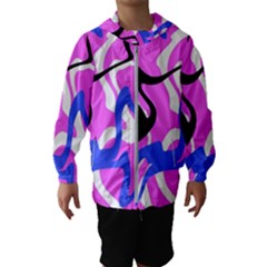 Swirl Pink White Blue Black Kids  Hooded Windbreaker