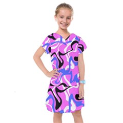 Swirl Pink White Blue Black Kids  Drop Waist Dress by Cemarart