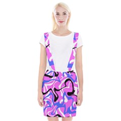 Swirl Pink White Blue Black Braces Suspender Skirt