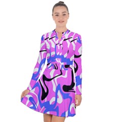 Swirl Pink White Blue Black Long Sleeve Panel Dress by Cemarart