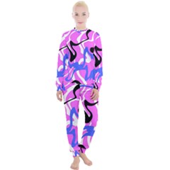 Swirl Pink White Blue Black Women s Lounge Set by Cemarart