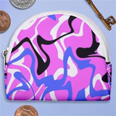 Swirl Pink White Blue Black Horseshoe Style Canvas Pouch by Cemarart