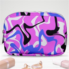 Swirl Pink White Blue Black Make Up Pouch (small) by Cemarart