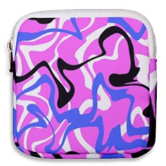 Swirl Pink White Blue Black Mini Square Pouch by Cemarart