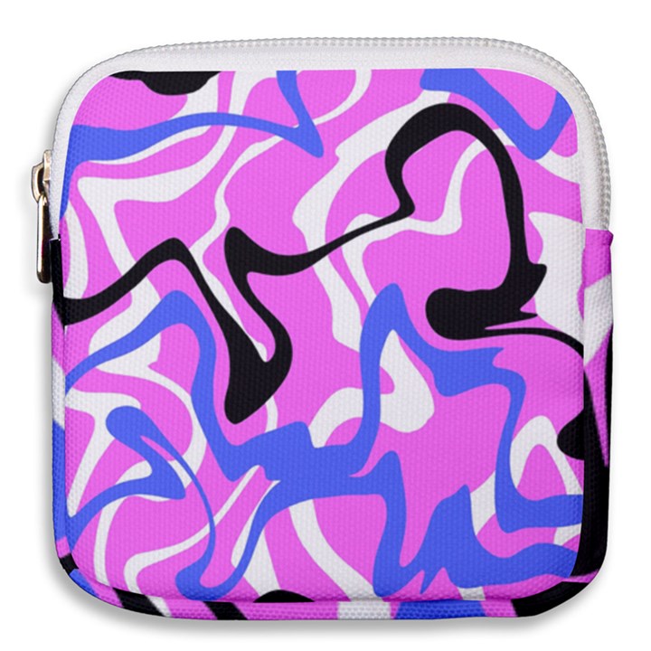 Swirl Pink White Blue Black Mini Square Pouch