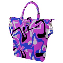 Swirl Pink White Blue Black Buckle Top Tote Bag by Cemarart