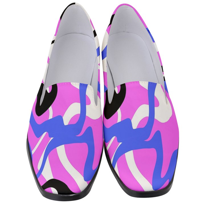 Swirl Pink White Blue Black Women s Classic Loafer Heels