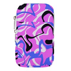 Swirl Pink White Blue Black Waist Pouch (large) by Cemarart